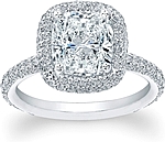 This image shows the setting with a 2.00ct cushion cut center diamond. The setting can be ordered to accommodate any shape/size diamond listed in the setting details section below.