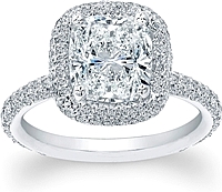 Thin Micro-pave Halo Diamond Engagement Ring