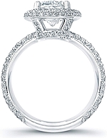 This image shows the setting with a 2.00ct cushion cut center diamond. The setting can be ordered to accommodate any shape/size diamond listed in the setting details section below.