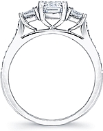 This image shows the setting with a 1.00ct asscher cut center diamond. The setting can be ordered to accommodate any shape/size diamond listed in the setting details section below.