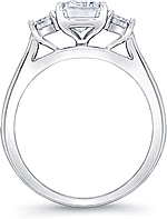 This image shows the setting with a 1.50ct emerald cut center diamond. The setting can be ordered to accommodate any shape/size diamond listed in the setting details section below.