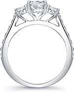 This image shows the setting with a 1.25ct oval center diamond. The setting can be ordered to accommodate any shape/size diamond listed in the setting details section below.