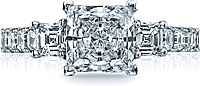 Three Stone Princess Cut Diamond Engagement Ring