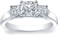 Three Stone Princess Cut Diamond Engagement Ring