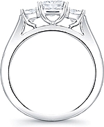 This image shows the setting with a 1.00ct princess cut center diamond. The setting can be ordered to accommodate any shape/size diamond listed in the setting details section below. 