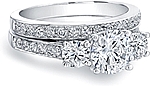 This image shows the setting with a 1.25ct round brilliant cut center diamond. The setting can be ordered to accommodate any shape/size diamond listed in the setting details section below.