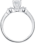 This image shows the setting with a 1.00ct round brilliant cut center diamond. The setting can be ordered to accommodate any shape/size diamond listed in the setting details section below.