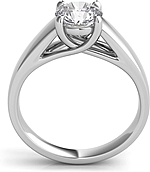 This image shows the setting with a 1.00ct round brilliant cut center diamond. The setting can be ordered to accommodate any shape/size diamond listed in the setting details section below.
