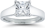 This image shows the setting with a 1.00ct princess cut center diamond. The setting can be ordered to accommodate any shape/size diamond listed in the setting details section below.
