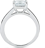 This image shows the setting with a 1.00ct princess cut center diamond. The setting can be ordered to accommodate any shape/size diamond listed in the setting details section below.
