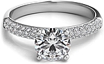 This image shows the setting with a 1.00ct round brilliant cut center diamond. The setting can be ordered to accommodate any shape/size diamond listed in the setting details section below.