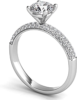 This image shows the setting with a 1.00ct round brilliant cut center diamond. The setting can be ordered to accommodate any shape/size diamond listed in the setting details section below.