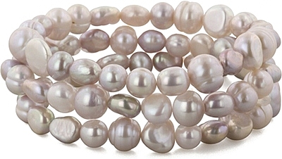 Triple Row Plum Colored Freshwater Pearl Stretch Bracelet Hphb1103pl View Photos