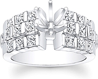 Triple Row Princess Cut Diamond Engagement Ring