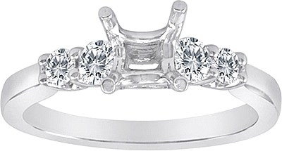 This image shows the setting with a basket made for 1.00ct princess cut diamond. The setting can be ordered to accommodate any size/shape diamond listed on the setting details section below.