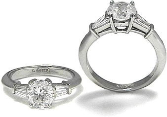 This image shows the setting with a basket made for a 1.00ct round brilliant cut diamond.  The setting can be ordered to accommodate any shape/size diamond listed in the setting details section below.  
