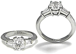 This image shows the setting with a basket made for a 1.00ct round brilliant cut diamond.  The setting can be ordered to accommodate any shape/size diamond listed in the setting details section below.  