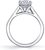 This image shows the setting with a 1.00ct round brilliant cut center diamond. The setting can be ordered to accommodate any shape/size diamond listed in the setting details section below.