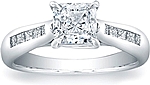 This image shows the setting with a 1.00ct princess cut center diamond. The setting can be ordered to accommodate any shape/size diamond listed in the setting details section below.
