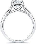 This image shows the setting with a 1.00ct princess cut center diamond. The setting can be ordered to accommodate any shape/size diamond listed in the setting details section below.