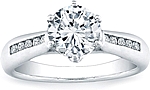This image shows the setting with a basket made for a 1.00ct round brilliant cut diamond. The setting can be ordered to accommodate any shape/size diamond listed in the setting details section below.