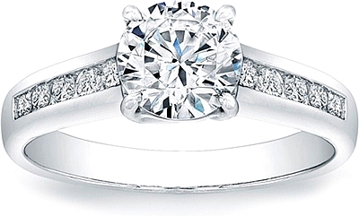 This image shows the setting with a 1.00ct round brilliant cut diamond. The setting can be ordered to accommodate any shape/size diamond listed in the setting details section below.
