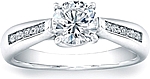 This image shows the setting with a 1.00ct round brilliant cut center diamond. The setting can be ordered to accommodate any shape/size diamond listed in the setting details section below.