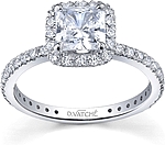 This image shows the setting with a 1.00ct cushion cut center diamond. The setting can be ordered to accommodate any shape/size diamond listed in the setting details section below.