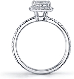 This image shows the setting with a 1.00ct cushion cut center diamond. The setting can be ordered to accommodate any shape/size diamond listed in the setting details section below.