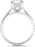 This image shows the setting with a 1.25ct cushion cut center diamond. The setting can be ordered to accommodate any shape/size diamond listed in the setting details section below.
