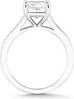 This image shows the setting with a 1.25ct cushion cut center diamond. The setting can be ordered to accommodate any shape/size diamond listed in the setting details section below.