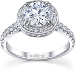 This image shows the setting with a 1.00ct round brilliant cut center diamond. The setting can be ordered to accommodate any shape/size diamond listed in the setting details section below.