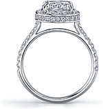 This image shows the setting with a 1.00ct round brilliant cut center diamond. The setting can be ordered to accommodate any shape/size diamond listed in the setting details section below.