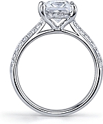 This image shows the setting with a 1.00ct princess cut center diamond. The setting can be ordered to accommodate any shape/size diamond listed in the setting details section below.