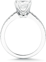 This image shows the setting with a 1.50ct cushion cut center diamond. The setting can be ordered to accommodate any shape/size diamond listed in the setting details section below.
