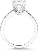 This image shows the setting with a 1.50ct cushion cut center diamond. The setting can be ordered to accommodate any shape/size diamond listed in the setting details section below.
