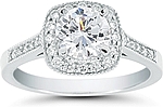 This image shows the setting with a 1.25ct round brilliant cut center diamond. The setting can be ordered to accommodate any shape/size diamond listed in the setting details section below.