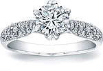 This image shows the setting with a 1.00ct round brilliant cut center diamond. The setting can be ordered to accommodate any shape/size diamond listed in the setting details section below.