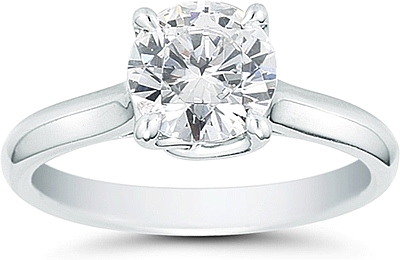 This image shows the setting with a 1.00ct round brilliant cut center diamond. The setting can be ordered to accommodate any shape/size diamond listed in the setting details section below.