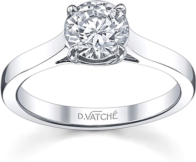This image shows the setting with a 1.00ct round brilliant cut center diamond. The setting can be ordered to accommodate any shape/size diamond listed in the setting details section below.