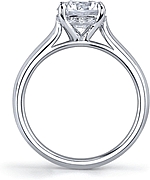 This image shows the setting with a 1.00ct round brilliant cut center diamond. The setting can be ordered to accommodate any shape/size diamond listed in the setting details section below.