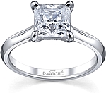 This image shows the setting with a 1.00ct princess cut center diamond. The setting can be ordered to accommodate any shape/size diamond listed in the setting details section below.