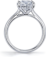 This image shows the setting with a 1.00ct princess cut center diamond. The setting can be ordered to accommodate any shape/size diamond listed in the setting details section below.