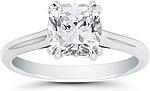 This image shows the setting with a 1.25ct cushion cut cut center diamond. The setting can be ordered to accommodate any shape/size diamond listed in the setting details section below.