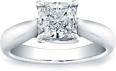 This image shows the setting with a 1.00ct princess cut center diamond. The setting can be ordered to accommodate any shape/size diamond listed in the setting details section below.