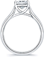This image shows the setting with a 1.00ct princess cut center diamond. The setting can be ordered to accommodate any shape/size diamond listed in the setting details section below.