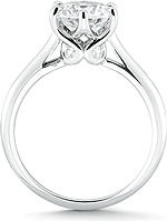 This image shows the setting with a 1.25ct round brilliant cut center diamond. The setting can be ordered to accommodate any shape/size diamond listed in the setting details section below.