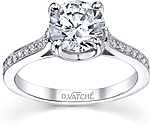 This image shows the setting with a 1.00ct round brilliant cut center diamond. The setting can be ordered to accommodate any shape/size diamond listed in the setting details section below.