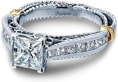 This image shows the setting with a 1.00ct princess cut center diamond. The setting can be ordered to accommodate any shape/size diamond listed in the setting details section below.