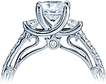 This image shows the setting with a 1.25ct round brilliant cut center diamond. The setting can be ordered to accommodate any shape/size diamond listed in the setting details section below.